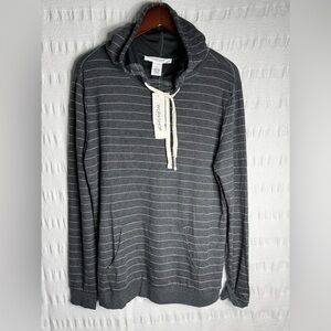 Workshop Republic Clothing Men’s Charcoal Gray Striped Hooded Shirt